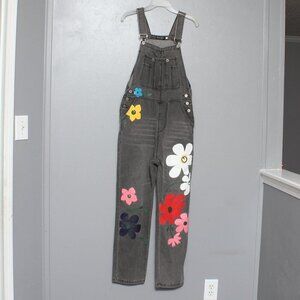 Floral Embroidered Women's Jeans Overalls